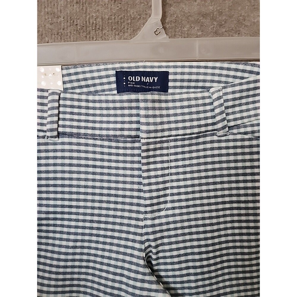 Old Navy Pixie Skinny Ankle Pants Womens 2 Blue White Check Stretch NEW - Picture 3 of 9